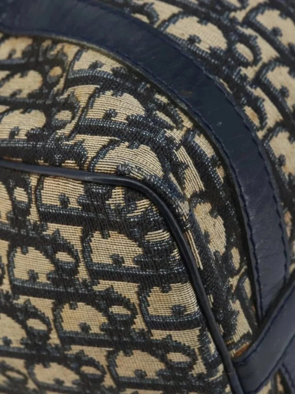 Christian Dior Trotter Canvas Boston Bag Navy Silver Auth ARZ339 - Picture 5 of 16